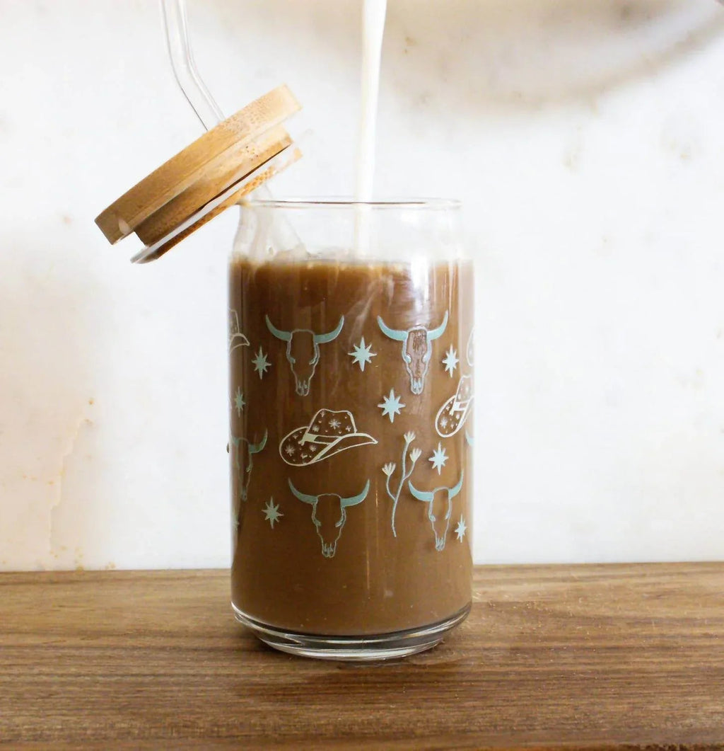 Boho Western Latte Glass